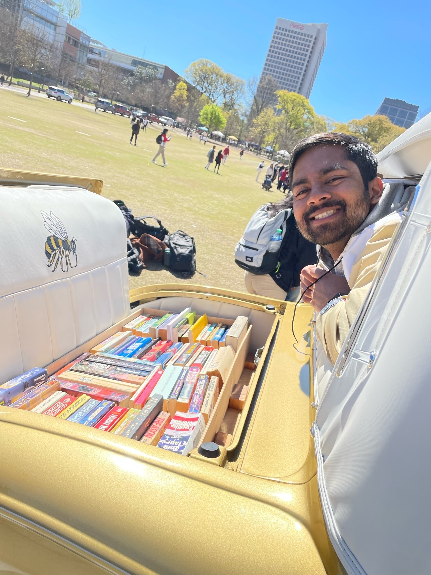 Keshav (former RRC member) with Bookmobile.