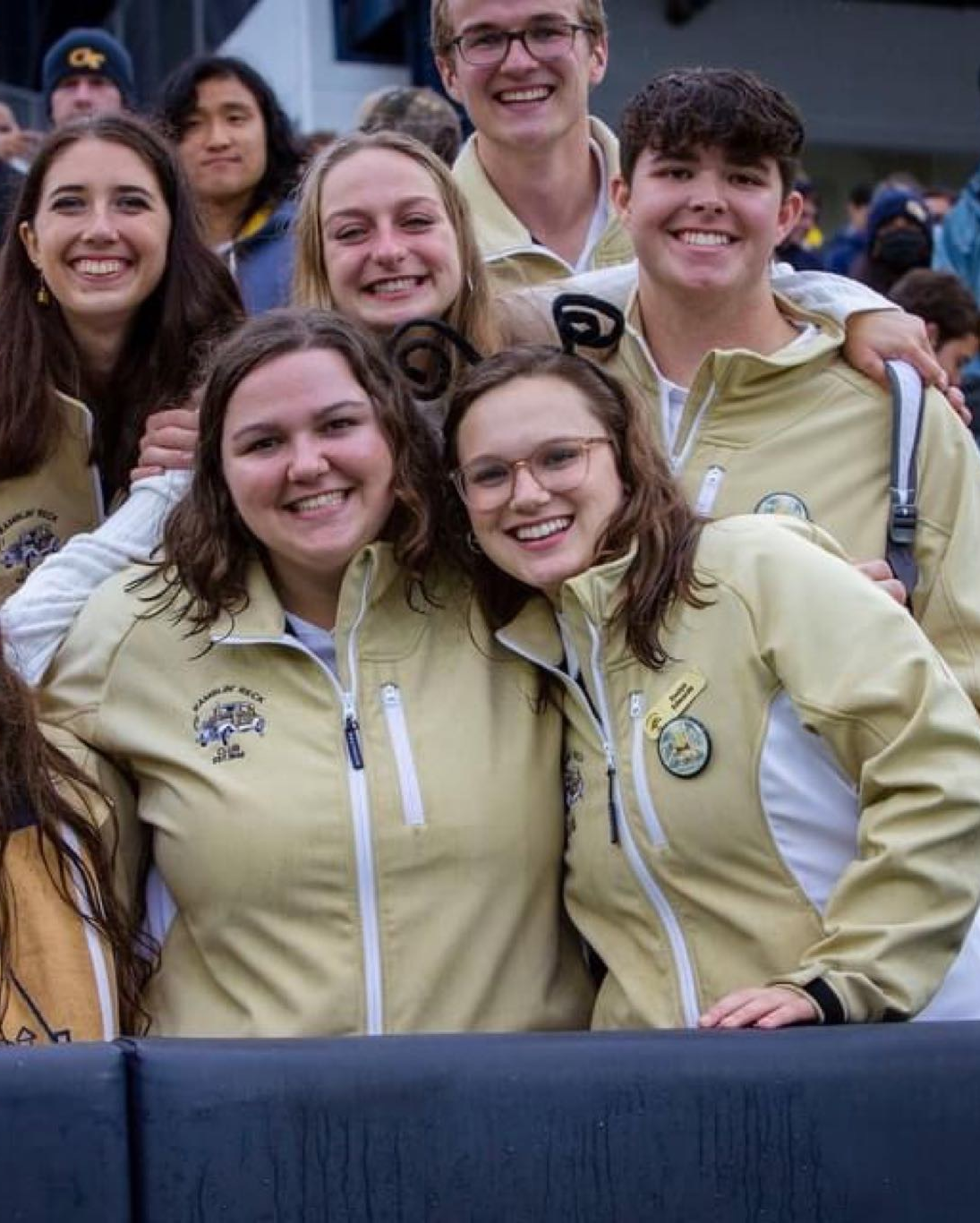 Members of RRC posing in the RRC section at a football game during the 2021 football season.