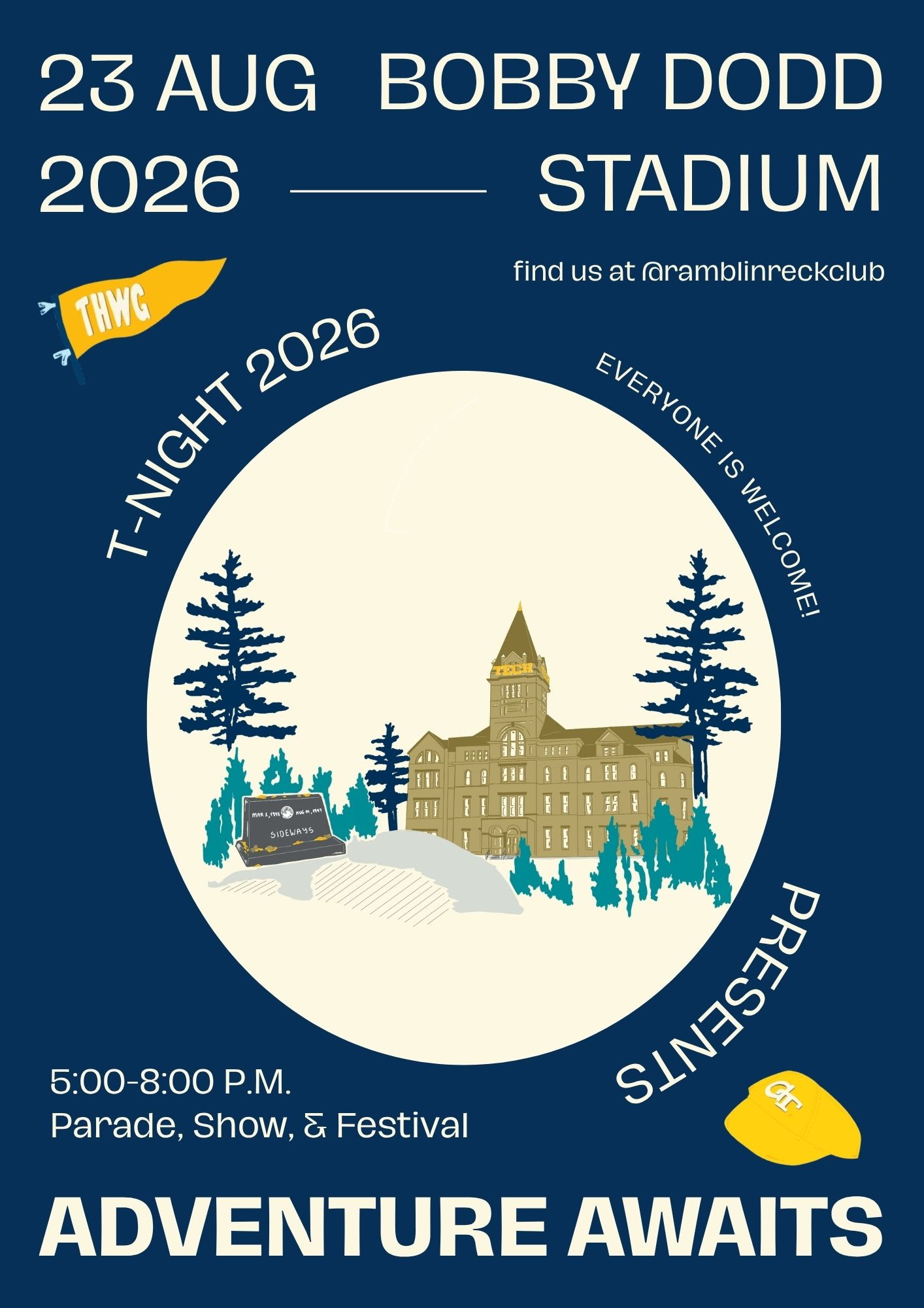 T-Night 2026 poster - August 23, 2026, Bobby Dodd Stadium, 5:00-8:00 PM